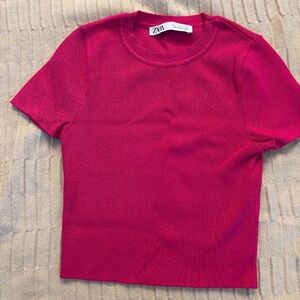 Pink Zara Cropped T-shirt